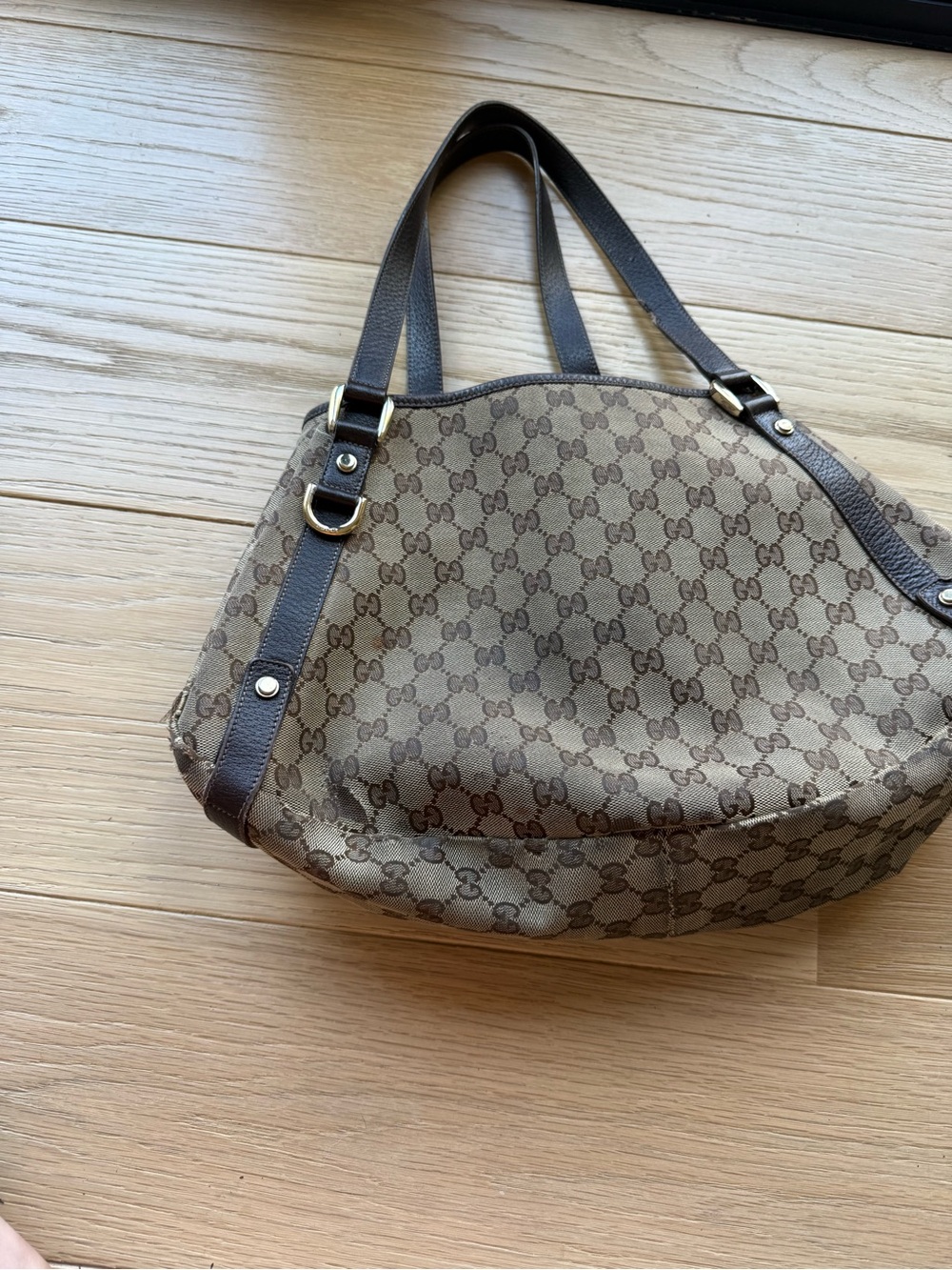 Gucci Beige Brown GG Canvas Shoulder Bag